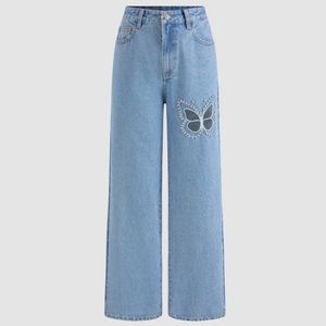 #NWT Cider - Denim Butterfly Straight Leg Jeans, Size Small (4)